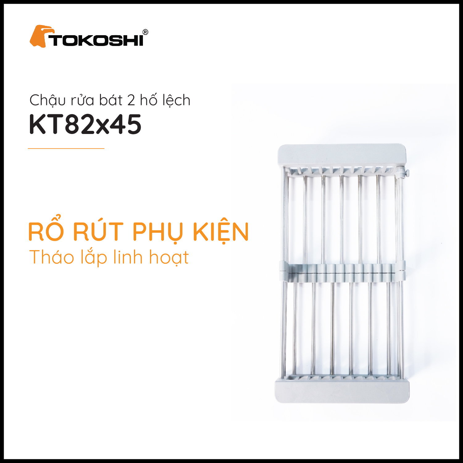 Chậu rửa bát 2 hố lệch Tokoshi (KT 82 x 45cm)