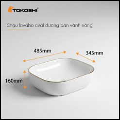 Alternative view of Chậu Lavabo Oval dương bàn vành vàng Tokoshi