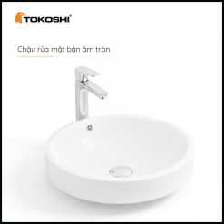 Chậu rửa mặt bán âm bàn tròn Tokoshi