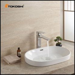 Chậu rửa bán âm bàn bầu dục Tokoshi