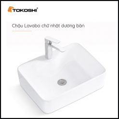 Chậu lavabo chữ nhật dương bàn Tokoshi