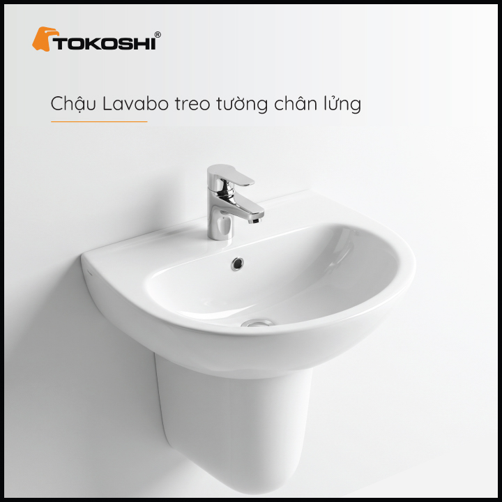 Chậu lavabo treo tường chân lửng Tokoshi