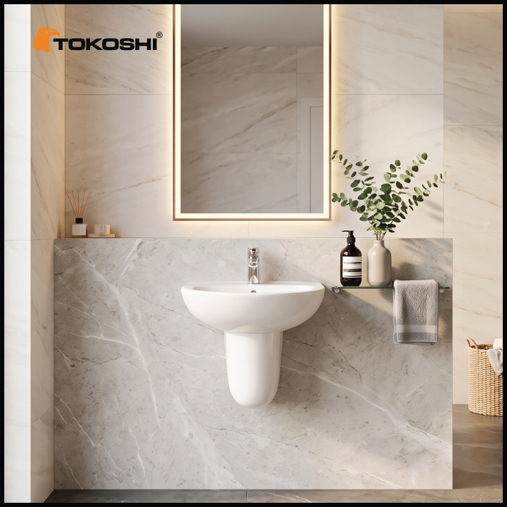 Chậu lavabo treo tường chân lửng Tokoshi