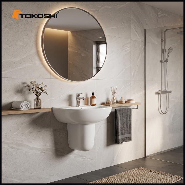 Chậu lavabo treo tường chân lửng Tokoshi