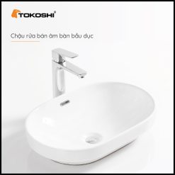 Chậu rửa mặt bán âm bàn bầu dục Tokoshi