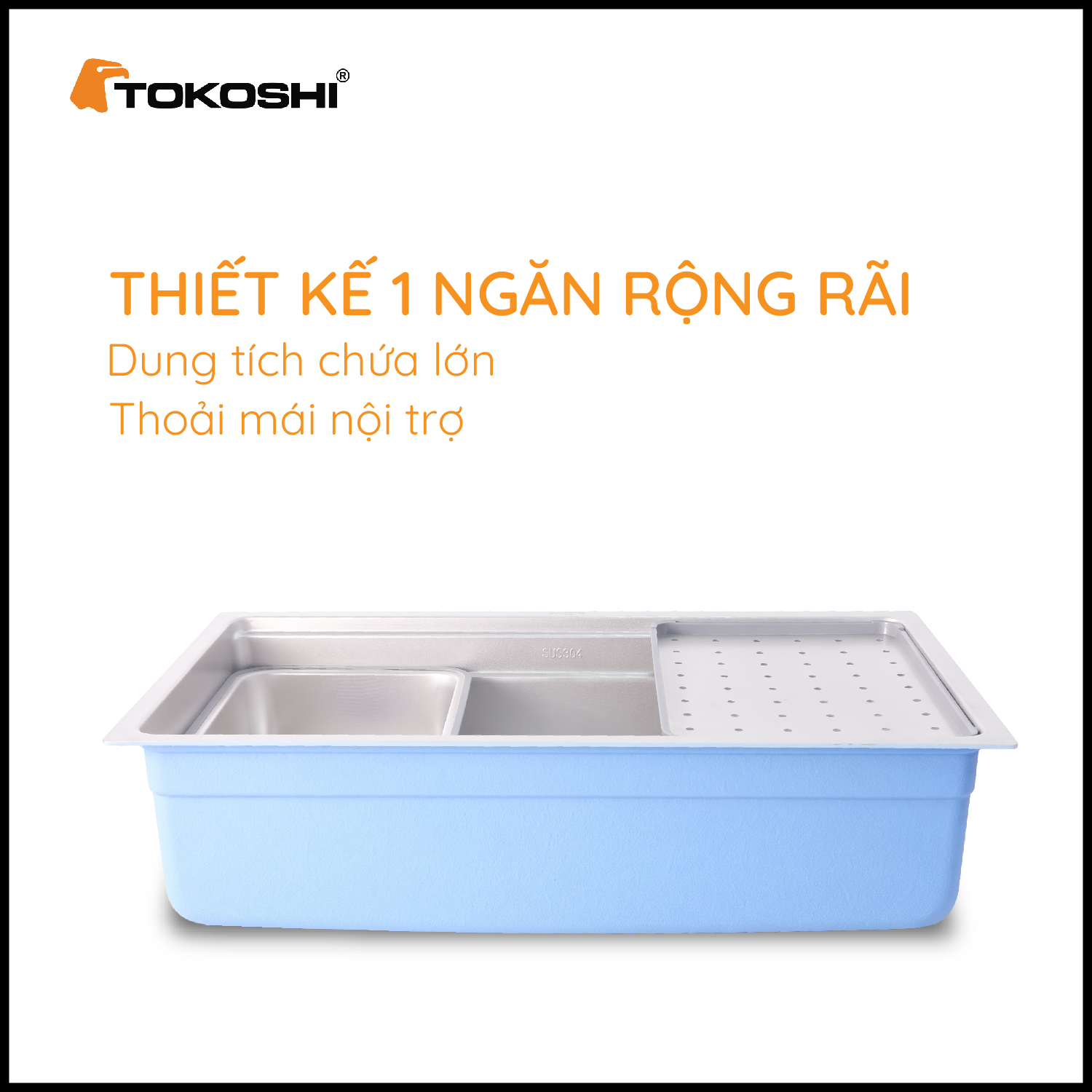Chậu rửa bát 1 hố âm bàn Tokoshi (KT 78 x 43cm)