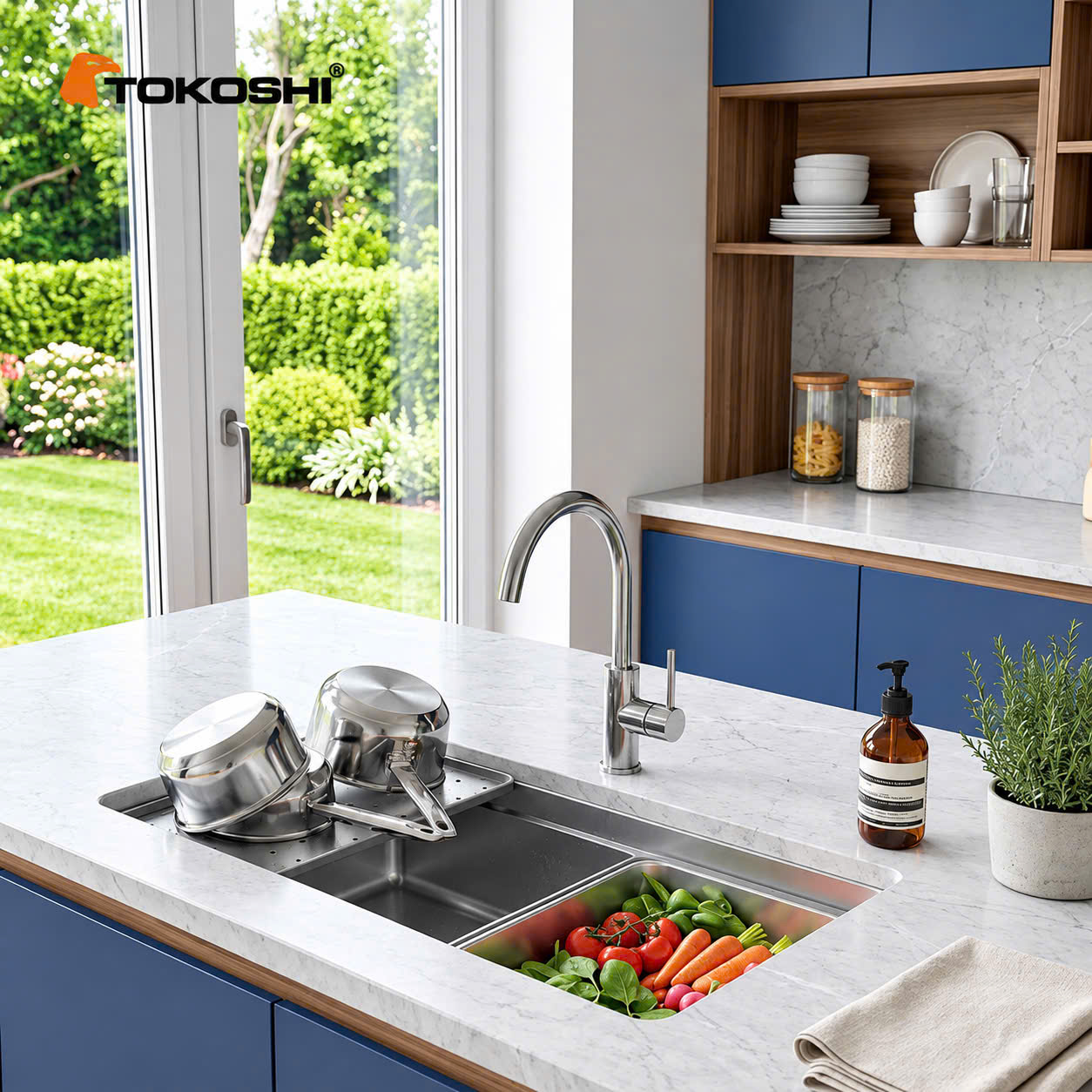 Chậu rửa bát 1 hố âm bàn Tokoshi (KT 78 x 43cm)