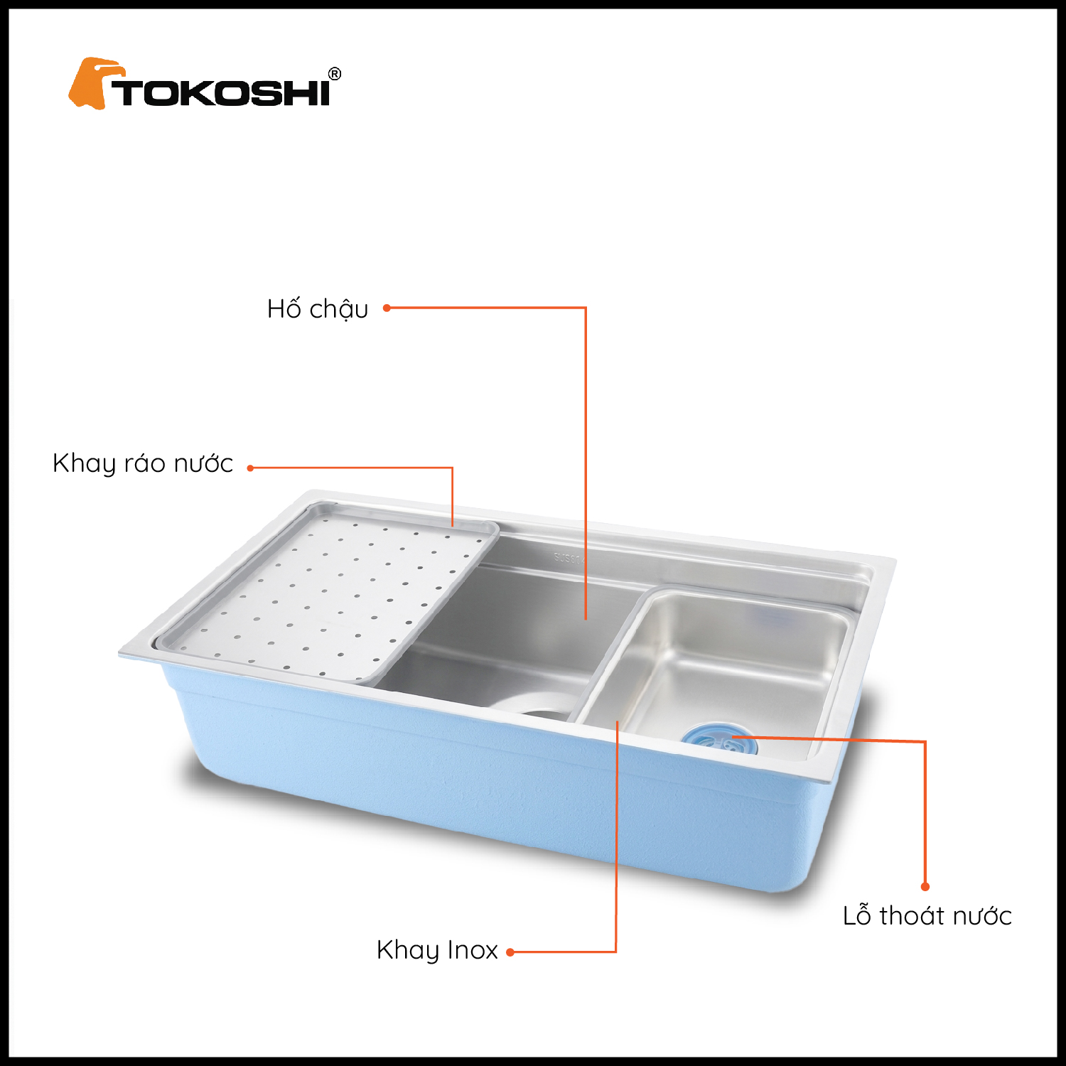 Chậu rửa bát 1 hố âm bàn Tokoshi (KT 78 x 43cm)