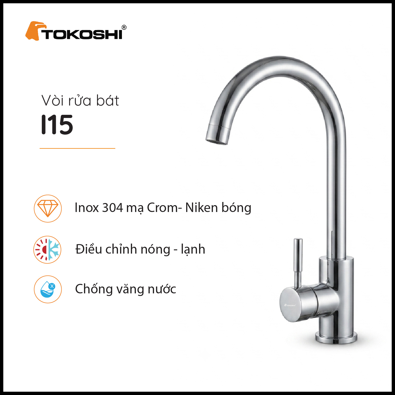 Vòi rửa bát nóng lạnh Tokoshi I15