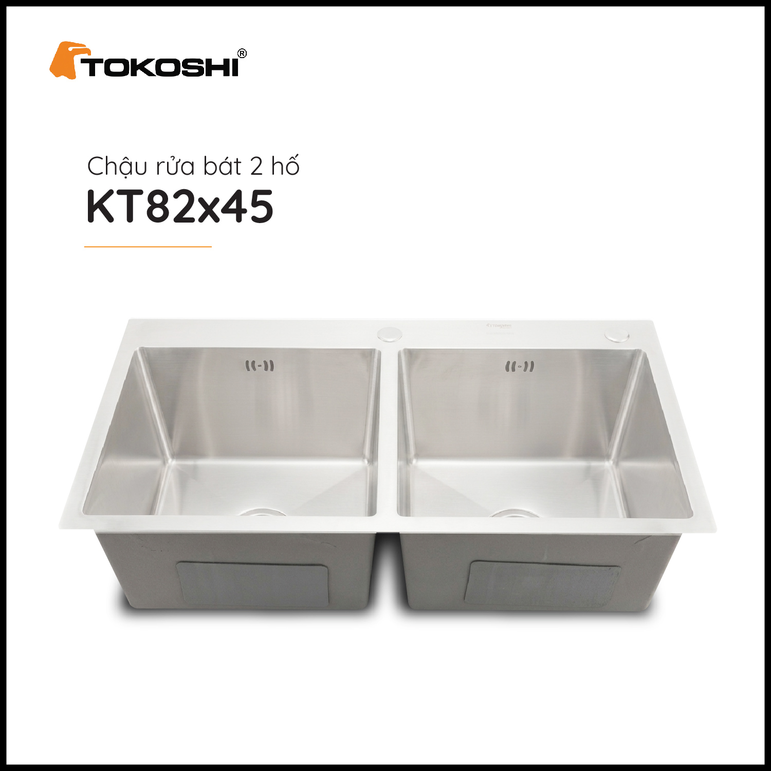Chậu rửa bát 2 hố Tokoshi (KT 82cm x 45cm)