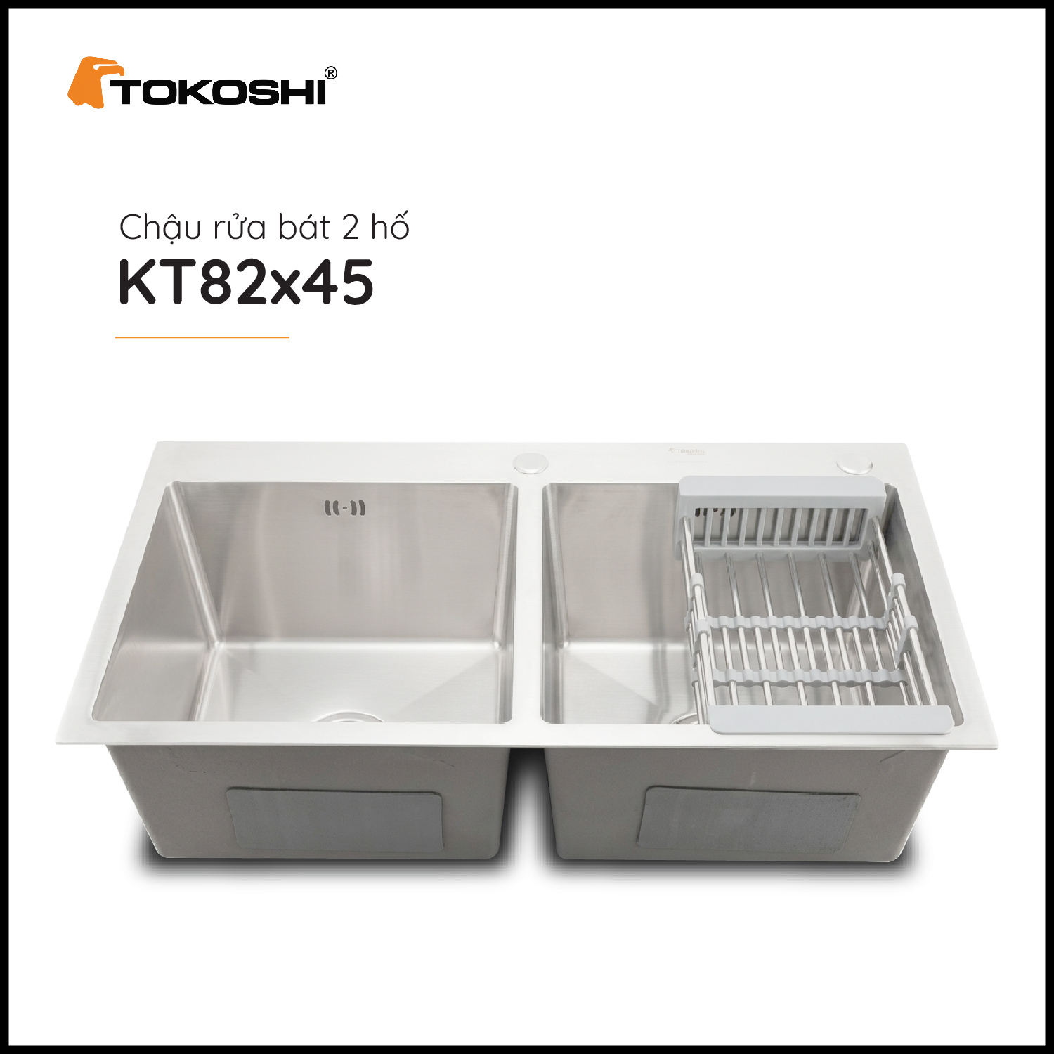 Chậu rửa bát 2 hố Tokoshi (KT 82cm x 45cm)