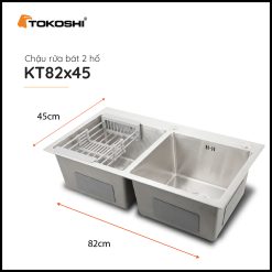 Chậu rửa bát 2 hố Tokoshi (KT 82cm x 45cm)