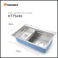 Chậu rửa bát 1 hố chữ nhật Tokoshi (KT 75cm x 46cm)