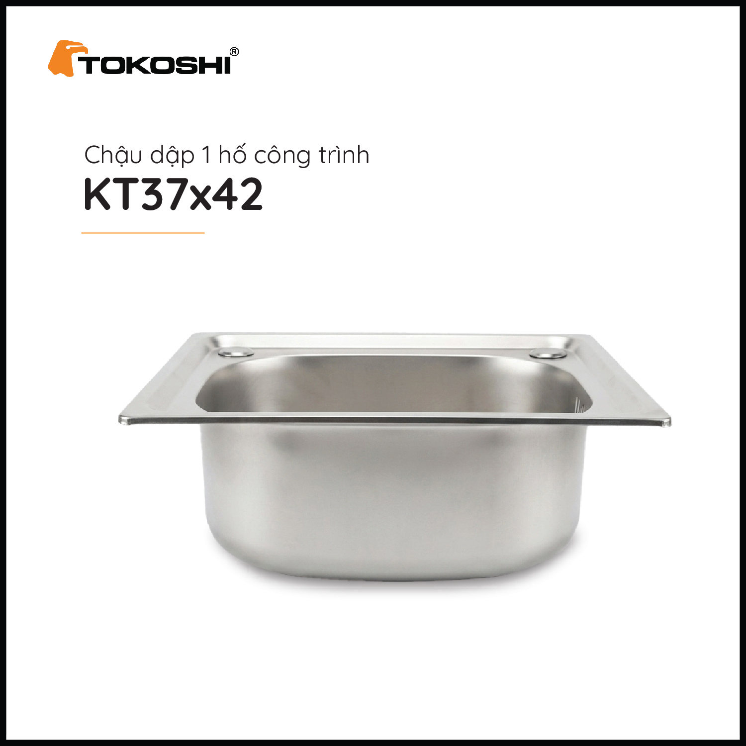Chậu dập 1 hố công trình Tokoshi (KT 37cm x 42cm)