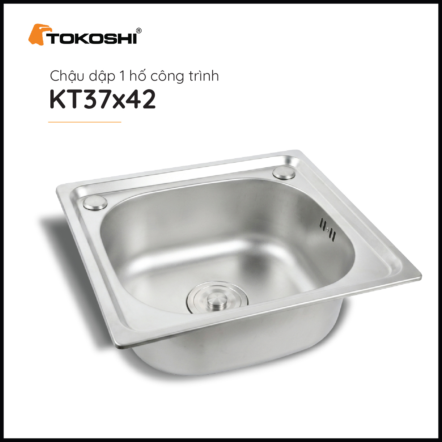 Chậu dập 1 hố công trình Tokoshi (KT 37cm x 42cm)