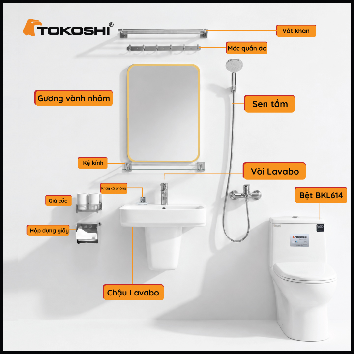 Combo thiết bị vệ sinh Tokoshi cho phòng tắm nhỏ gọn