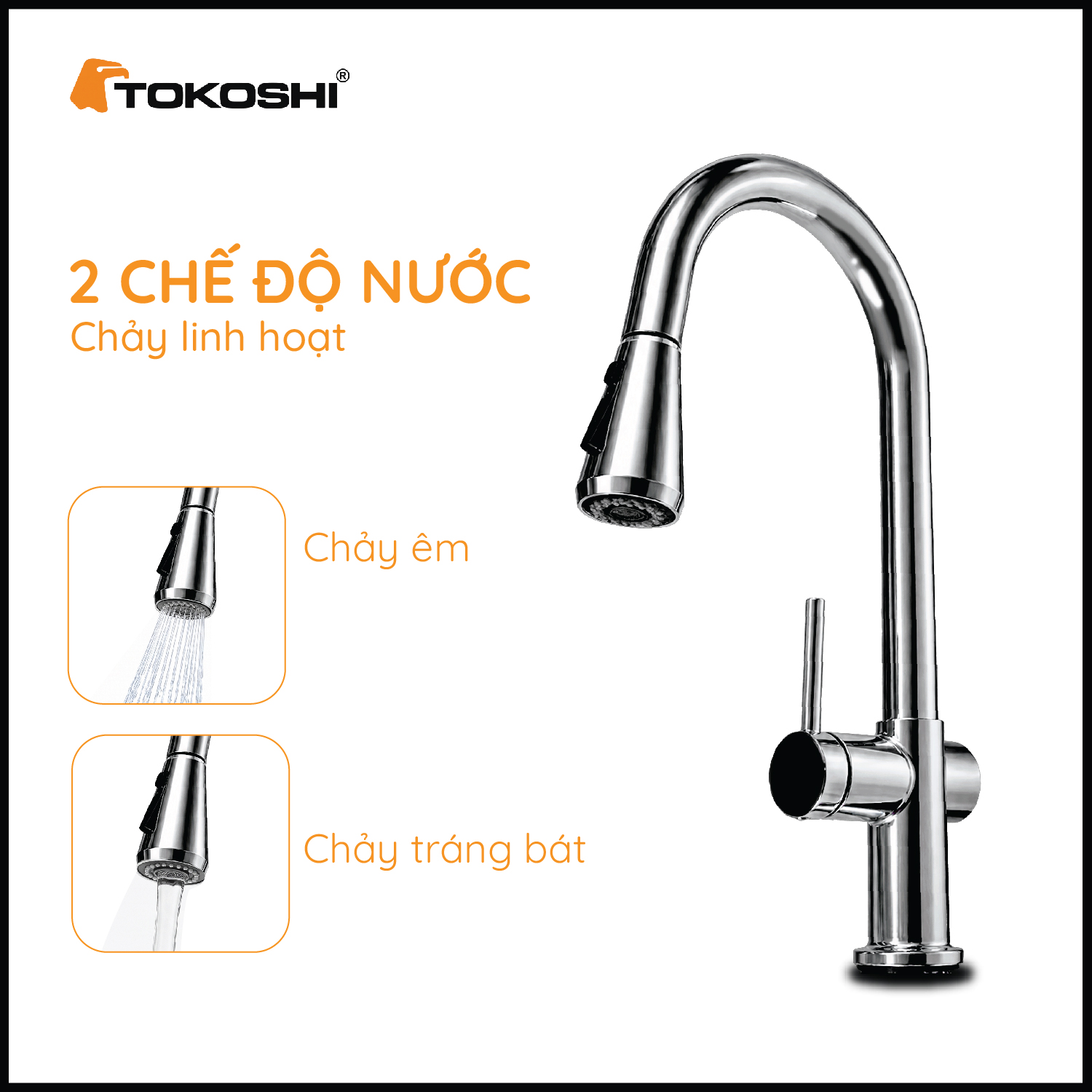 Vòi rửa bát dây rút VDR09N Tokoshi