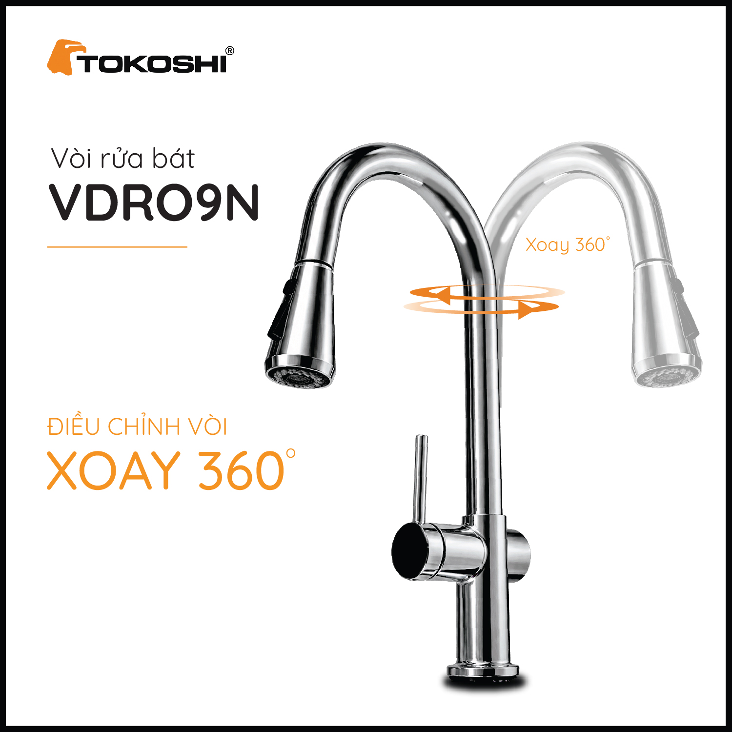 Vòi rửa bát dây rút VDR09N Tokoshi