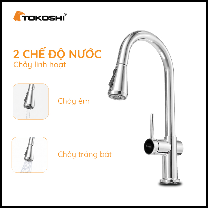 Vòi rửa bát dây rút VDR09T Tokoshi