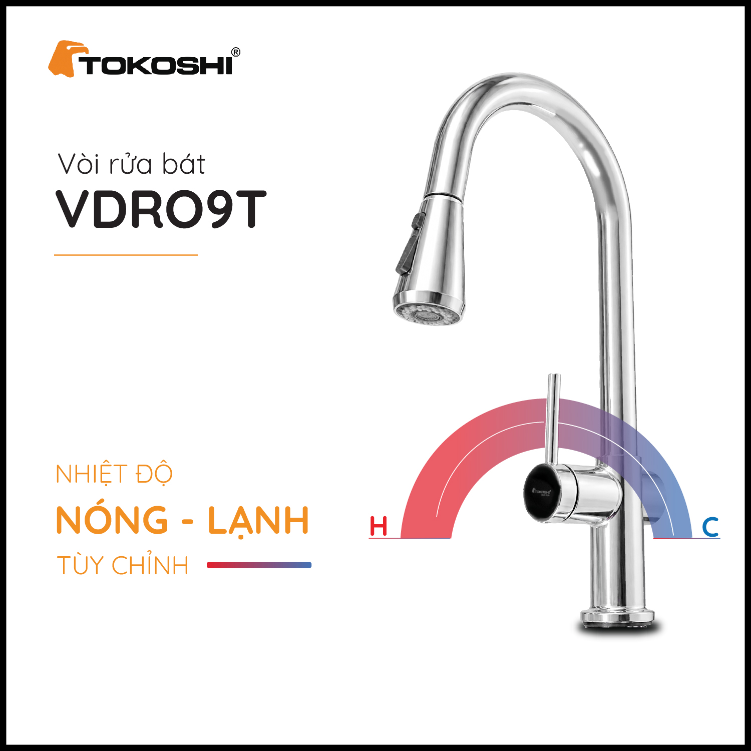 Vòi rửa bát dây rút VDR09T Tokoshi