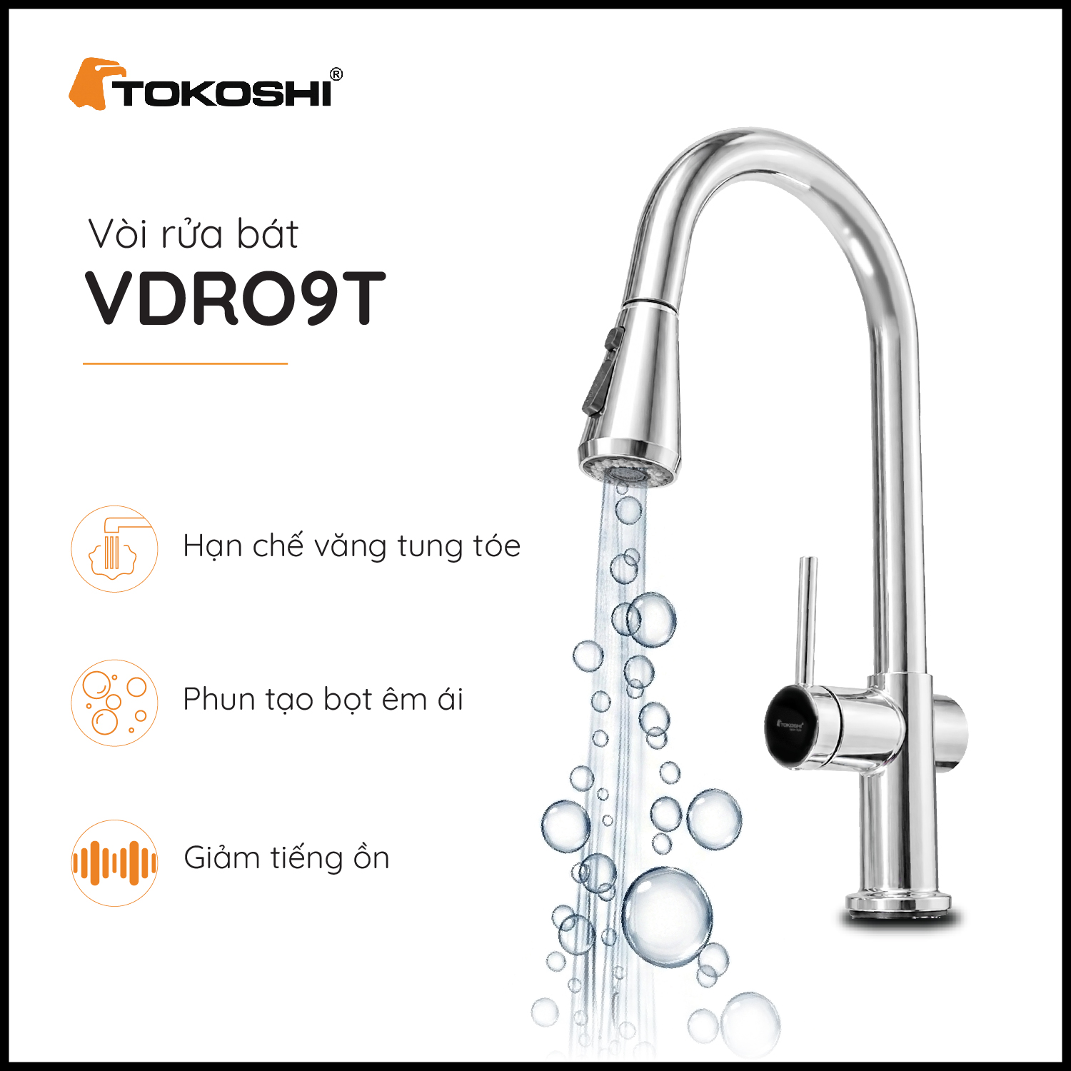 Vòi rửa bát dây rút VDR09T Tokoshi