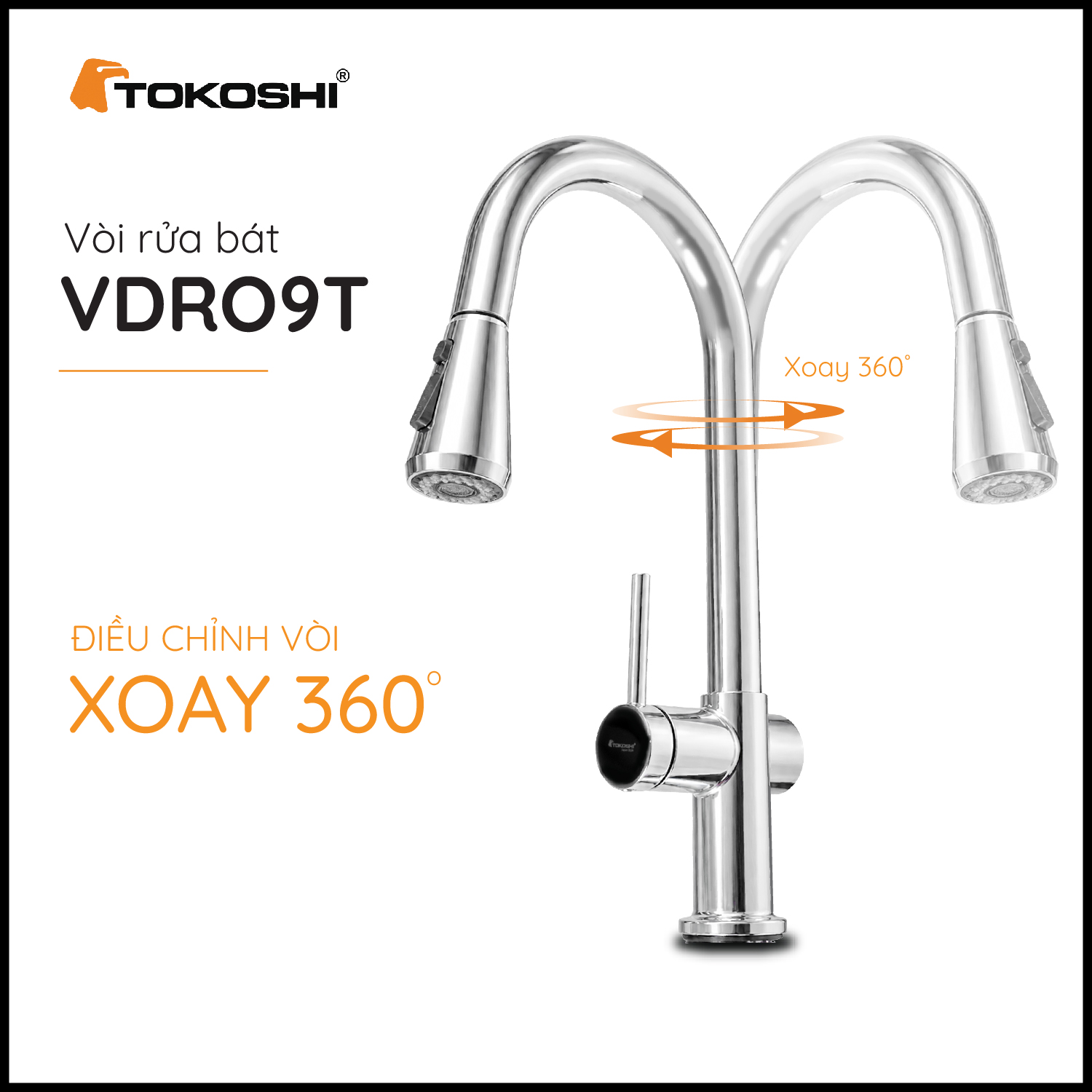 Vòi rửa bát dây rút VDR09T Tokoshi