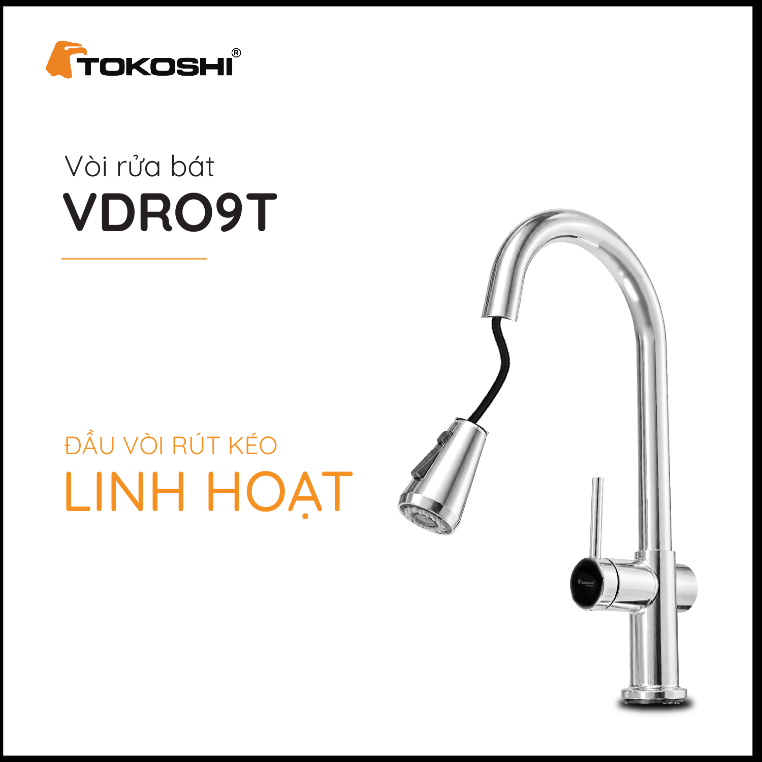 Vòi rửa bát dây rút VDR09T Tokoshi