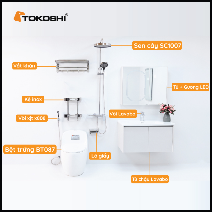 Combo thiết bị vệ sinh Tokoshi cho phòng tắm tiện nghi